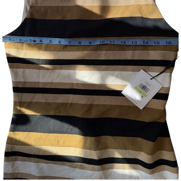 NWT Calvin Klein | Gold Sparkle Taupe and Black Body-con Sheath Dress Sz 4 - Picture 11 of 14